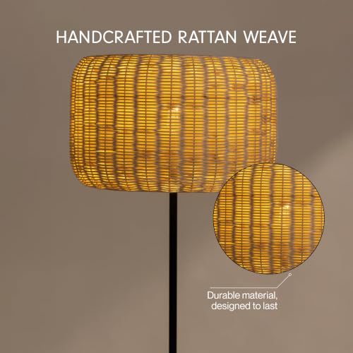 Image of FIG Living Bird's Nest - Rattan Floor Lamp | 149 cm Tall Standing Lamp | Modern Style & Metal Finished Lampbase | Best for Home Decor, Living Room, Home Office | (Bulb not Included)