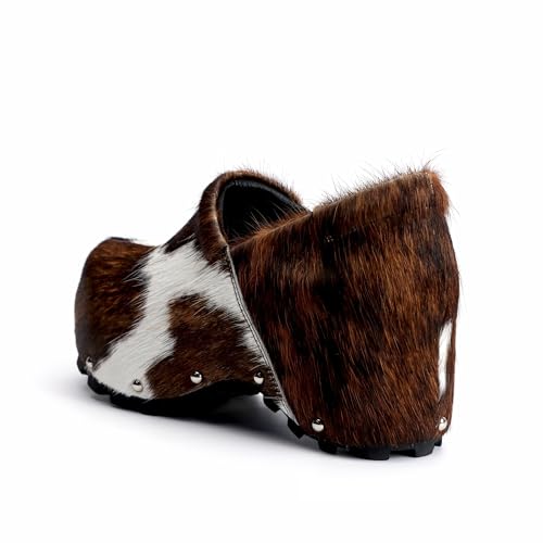 Image of XOBZJH Women's Calf Hair Print Waterproof Non-Slip Platform Professional Clogs & Mules with Arch Support-Nursing Shoes for Standing All Day