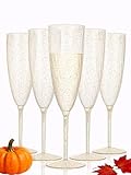 WDF 36-Pack Plastic Champagne Flutes - Gold Glitter Champagne Glasses Disposable - Perfect for Thanksgiving, Weddings, Birthday, Bridal Showers