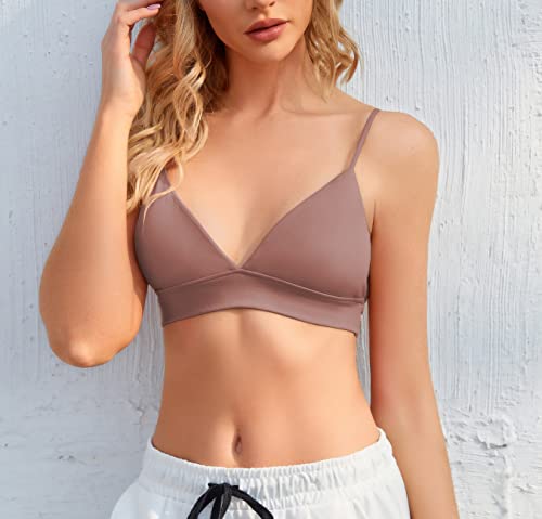 Image of INIBUD Bralette for Women Triangle Cups Removable Padded Wire Free Pull On Closure