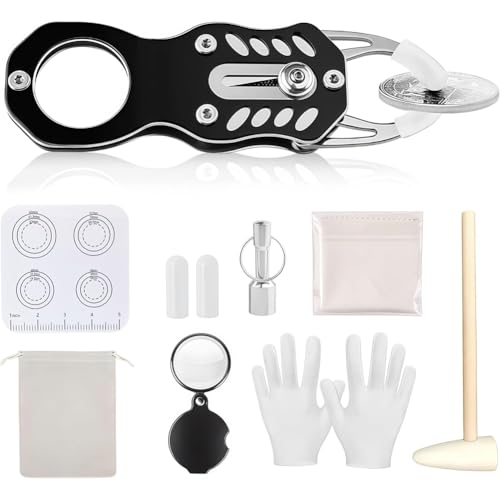 Cura delle monete: il supporto in silicone custodisce saldamente le monete graffiarle. I di cotone non lasciano impronte digitali o macchie d'olio si maneggiano le monete. Include un panno per la pulizia delle monete per garantire una superficie impeccabile, per un accurato test del suono e una manutenzione generale delle monete.