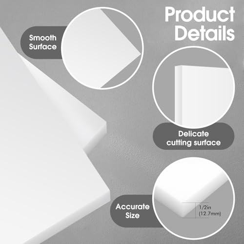Image of HDPE Sheet，High Density Polyethylene Board Solid Plastic Block Plastic Board for DIY Projects Machining Home Decor Handcrafts (2, 24x12x1 /2Inch)