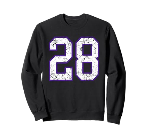White and Purple Number 28 Jersey Player Uniform #28 Sweatshirt