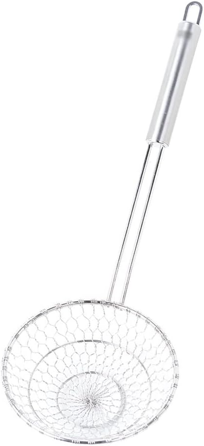 ENGENDER Strainer with Handle Kitchen Skimmer Pasta Strainer Stainless Steel, Small Colander 9.8"×4.9" inch Tools