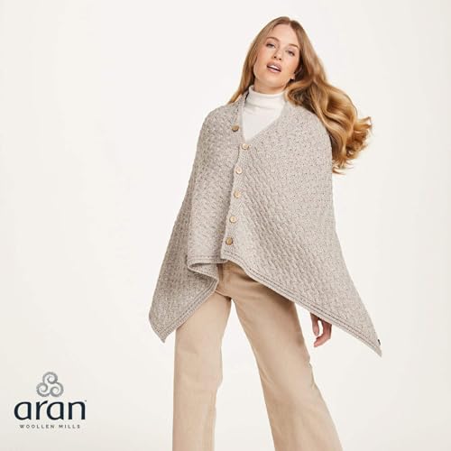 Supersoft Merino Wool Buttoned Irish Cape/Poncho (Toasted Oatmeal)2