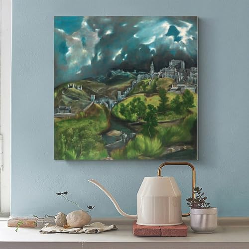 Toile El Greco Vue de Tolède : transformez vos murs de salon et bureau avec WCYB 50x50