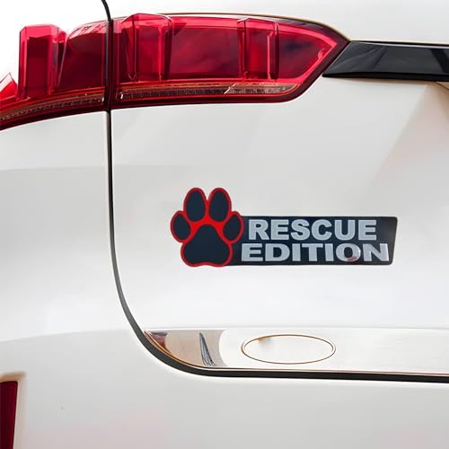 Image of Cute Dog Car Badge Laser Cutting Car Emblem,Funy 3D Acrylic Dogs Badge Rated Car Emblem Automotive Badge Decals and Stickers for Car, Truck, Rv, Boat Exterior Decoration (Rescue Paw)