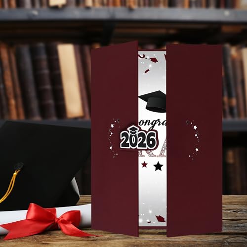 Image of Vlipoeasn 2026 Graduation Guest Book Alternative, Maroon Class of 2026 Graduation Party Decorations, Graduation Signature Book for 2026 College High School, Unique Graduation Gifts for Friends