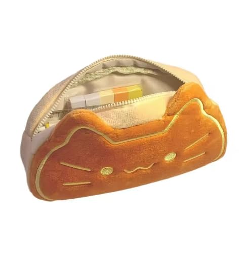 Estojo Escolar Gato Caramelo de Pelúcia Hub Diário, Estojo de Veludo, Grande Capacidade (20-30 Canetas), Presente para Meninas e Adolescentes