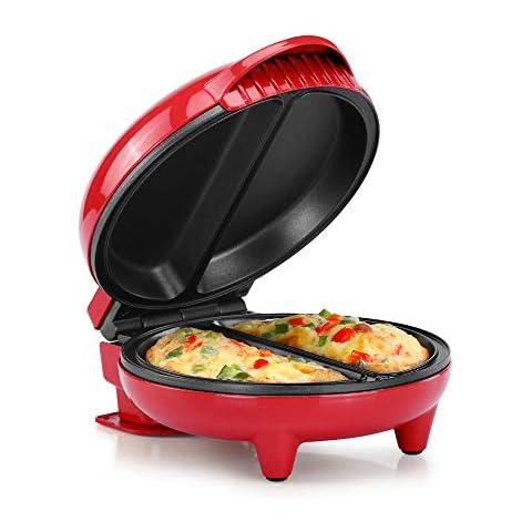 Holstein Housewares HH-09125007R HH-0912500 Omelet Maker, Stainless Steel, Red Cover