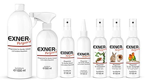 Exner Petguard Fellpflege für Hunde, Katzen & andere Haustiere - Mittel bei Juckreiz, Haarausfall, Entzündung, Parasiten, Räude, Milben & Pilzbefall - biologisch & natürlich - 100 ml Sprühflasche