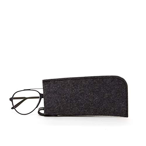 Graf Lantz Eyeglass Sleeve - 100% Merino Wool and Leather - Protective Scratch Free Material (Charcoal)