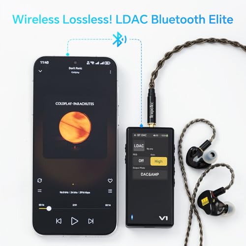 Image of TempoTec Variations V1 Portable HiFi Music Player,Digital Audio Player with Two Way Bluetooth 5.1. 4.4mm&3.5mm Headphone Ports +White Back Clip