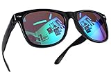 Miobo Hochwertige UV400 CAT 3 CE Nerd Sonnenbrille Retro Vintage, Brille für Damen Herren und Kinder (Damen und Herren, Schwarz Karibikblau)