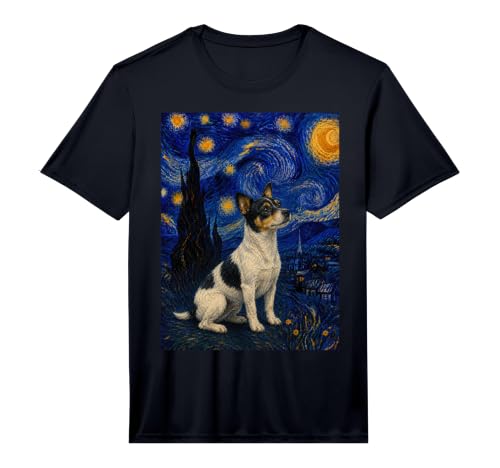 Teddy Roosevelt Terrier Dog Van Gogh Starry Night Performance T-Shirt