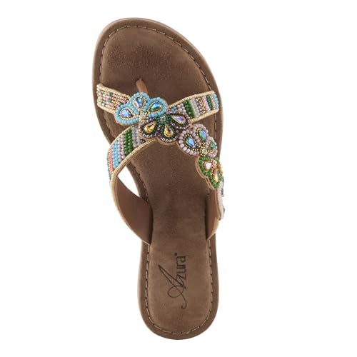 Azura Women's SWEETUMS Beaded Slide Sandals – Vibrant Floral Design, Suede Footbed, Lightweight Toe Loop Sandals4
