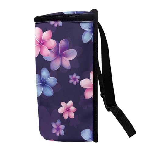 Image of Talayituse Colorful Plumeria Flower Print Car Trash Can with Adjustable Straps, Car Trash Bag Bin Car Garbage Bag Multipurpose Storage Box for Vehicle Travel Camping Picnicing