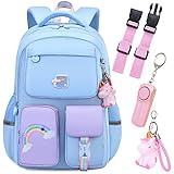 [fortulux] リュック キッズ 女の子 小学生 防犯ブザー チェストストラップ 低学年 高学年 防水 20L 30L リュックサック (スモール(S)サイズ, ブルー)
