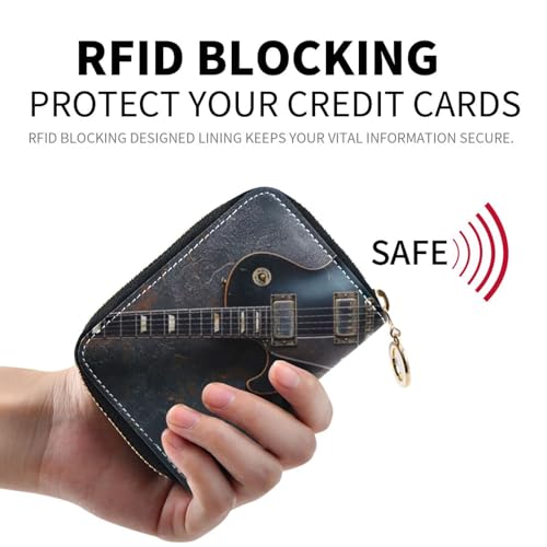Women's Guitar Credit Card Holder Wallet Leather Zipper Card Case for Ladies Girls 203254263