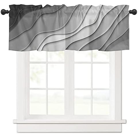 Black Ombre Valance Curtain for Windows Cover
