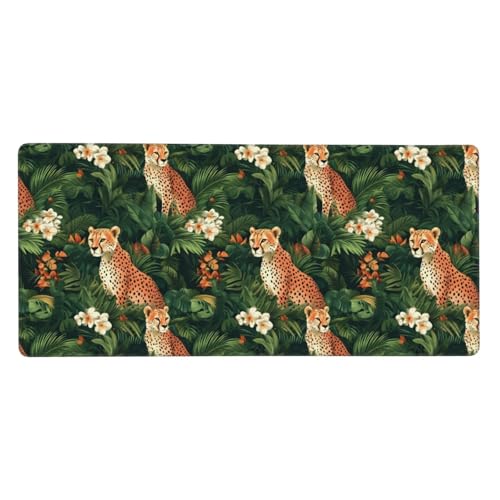 Grand tapis de souris gamer léopard 40x90 cm avec base caoutchouc