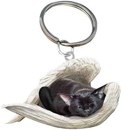 Cute Angel Sleeping Dog Acrylic Keychain Showcase Hanging Keychain Pendants Ornaments Auto Home Decor Stationery Gifts