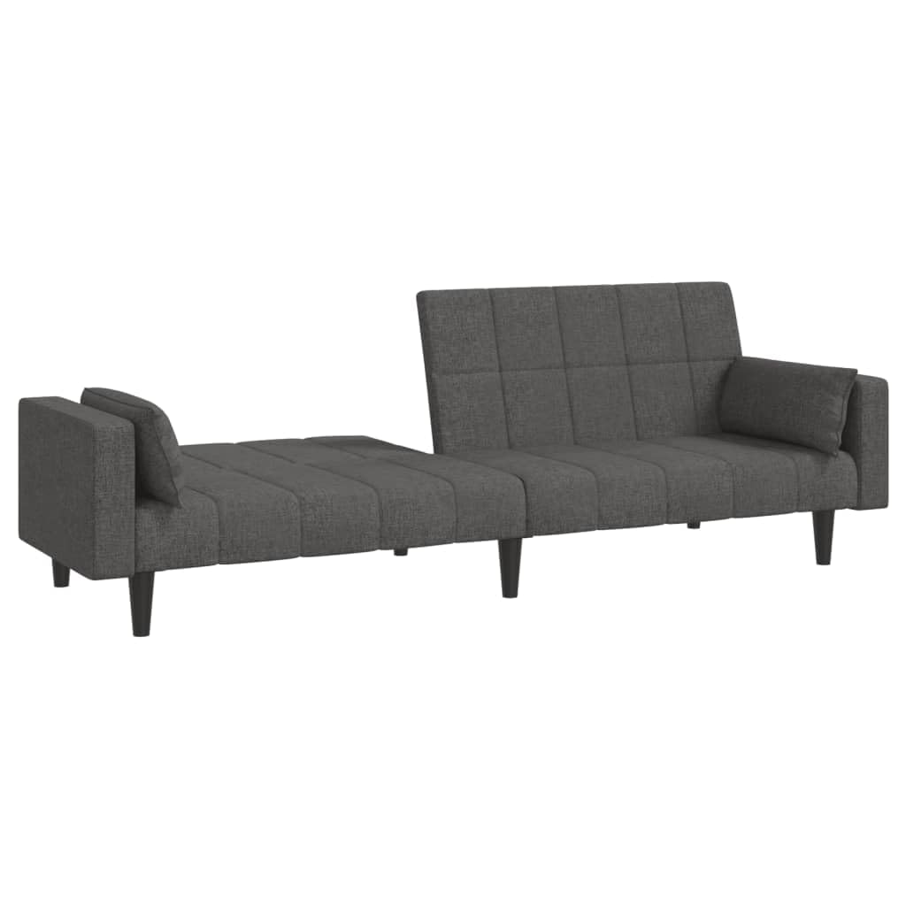 Divano Letto a 2 Posti con 2 Cuscini Grigio Scuro in Tessuto,Divano,Divano da Soggiorno,Design Moderno,Divano Posti Economico-375834