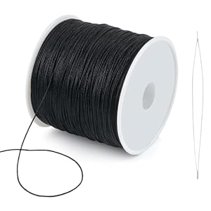 Maxmoc Gewachste Polyesterschnur mit Perlennadel 0,5mm x 106m