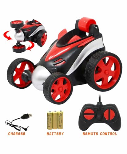 Image of 360 Rotating Stunt RC Car - High-Speed Remote Control Car with LED Lights, Flip Action, and Rechargeable Batteries - All-Terrain Toy Racing Car for Kids (Multicolor)