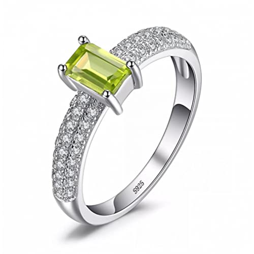 Bague solitaire en péridot naturel taille émeraude argent 925 cadeau idéal