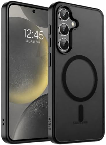 URUCHI Güçlü Manyetik Telefon Kılıfı, [Mag-Safe ile Uyumlu] [Askeri Düzey Düşme Koruması] [Güçlü Silikon Kenarlar] İnce Yarı Saydam Mat Koruyucu Kılıf (Siyah, Samsung S25 FE) - Görsel 2