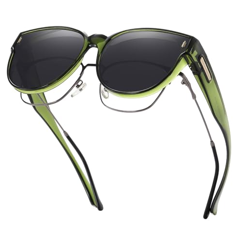 Image of HAOLOTA Fit Over Glasses Sunglasses for Women Polarized, Trendy Cat Eye Sunglasses Wear Over Glasses, UV Protection