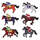Jansun 6 Pcs Derby Decorations,Double Sided Horse Decor Set Wooden Horse Table Centerpieces Decorations Horse Racing Derby Party Supplies for Wall Art Home