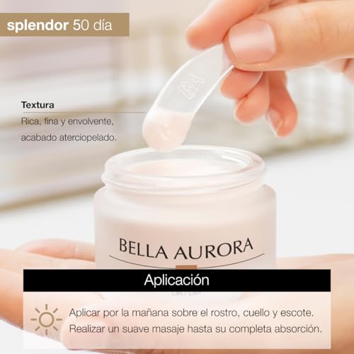 Miniatura 5 de Bella Aurora Crema De Día Antiedad 50 Años, 50 Ml Crema Facial Anti-Arrugas Y Anti-Manchas Tratamiento Facial Hidratante Para Mujer Spf 20 Splendor 10