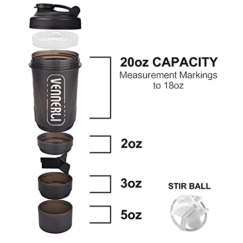 プロテインシェイカー|付属のサプリケース 3段 | 20oz 600ml