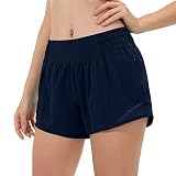 Aurefin High Waisted Athletic Shorts for Women, Womens Plus Size Running Workout Shorts with Liner a