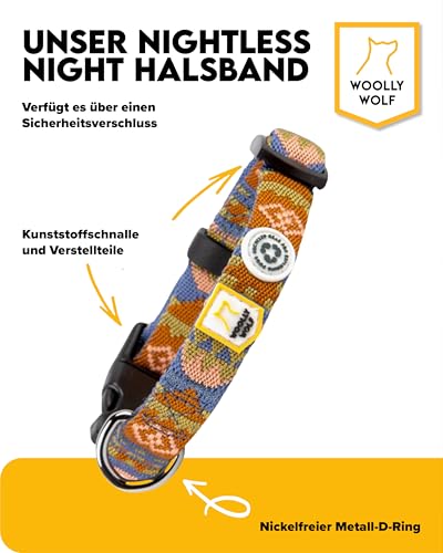 Woolly Wolf Nightless Night Halsband für kleine Hunde Gr. S - Verstellbares Hundehalsband mit maximaler Passform aus recyceltem Polyester, Bequemer Sitz