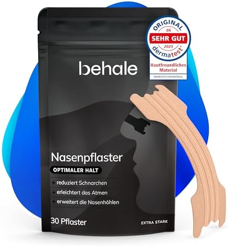 Behale Nasenpflaster besser atmen – 30er Vorteilspack | Dermatologisch geprüft | Sofort frei durchatmen im Schlaf & beim Sport | Anti-Schnarch Nasenstrips | Extra stark & hautfreun