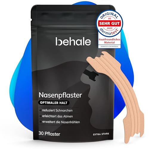 Behale - 30x Nasenpflaster Schnarchen - Dermatologisch getestet I Nose Strips for sleeping I Anti Schnarch Unterstützung I Schnarchstopper | Für normale bis fettige Haut