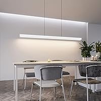Zmh Led-hanglamp, witte hanglamp voor eetkamer, woonkamer, 47 W, dimbaar met afstandsbediening, eettafellamp, hanglamp, kroonluchter [octrooihouder