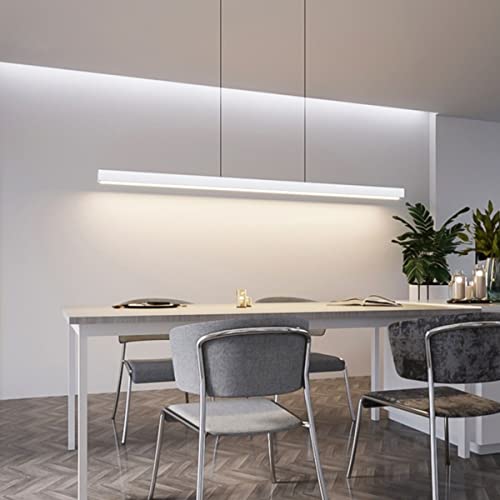 Lampada a sospensione a LED dal design lineare Lampada da tavolo da pranzo con telecomando Lampada a sospensione Lampada a sospensione regolabile in altezza per uso interno per tavolo da pranzo Sala