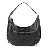 34 x 28 x 9 cm Lancaster Exotic Lézard Beuteltasche schwarz