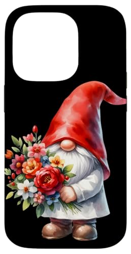 Carcasa para iPhone 14 Pro Gnome Dad With Valentines Day Flowers For Her Cute Love