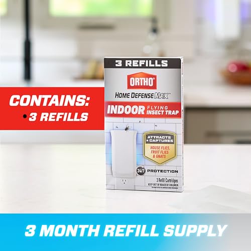 Image of Ortho Home Defense Max Indoor Flying Insect Trap Refills - Light Sticky Trap for House Flies, Fruit Flies, and Gnats, 3 Refill Cartridges