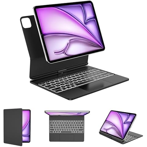 KVAGO Magnetic Keyboard Case for iPad Air 11 inch (M2) 2024, iPad Pro 11-inch (4th/3rd/2nd/1st Gen), Magic Keyboard for iPad Air 10.9-inch (5th/4th Gen), 360° Rotatable, Multi-Touch Trackpad,Grey Cover