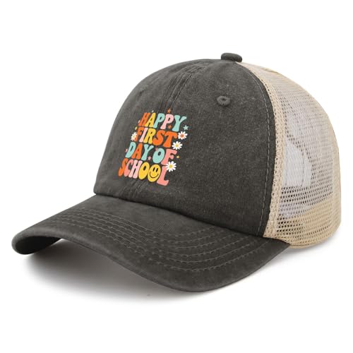 Return to School Teacher Happy First Day of School Kids Hat for Womens Humor Cycling Cap for Mens Ball Caps Fashion2