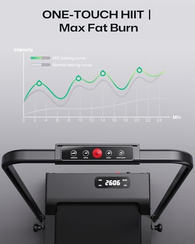 UREVO Walking Pad, 9% Incline Under Desk Treadmill with HIIT Program for Home and Office, 3 in 1 Foldable Treadmill with Remote Control, LED Display