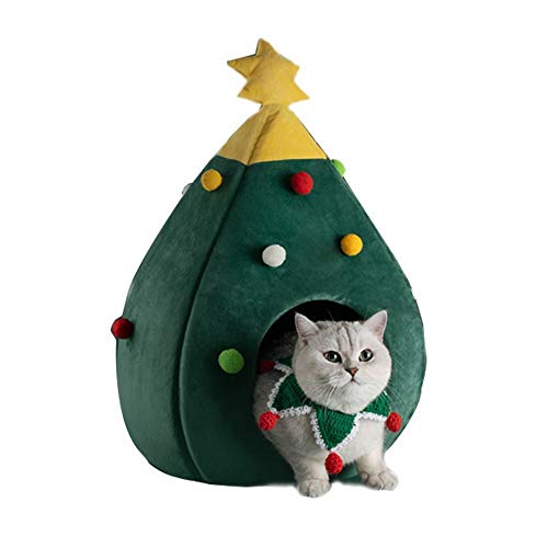 Nid d'hiver pour chat en forme d'arbre de Noël vert taille M - 2
