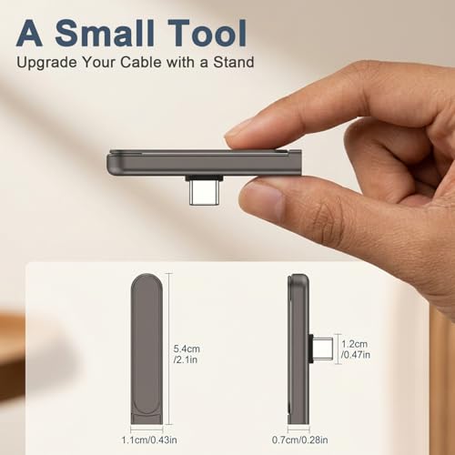 Image of Verilux 2 in 1 Type C Connector with Phone Stand, PD 240W USB C Adapter | Type C to Type C Adapter Supports 480Mbps Data Sync, Right Angle Design Compact Kickstand for Desk Use and Hands Free Viewing