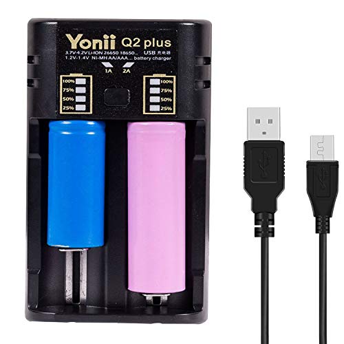 Smart Dual Slot Charger Universal battery charger USB Suitable for NiMH NiCd AA AAA C SC F6, 3.7V lithium ion IMR LiFePO4 18650 18500 17650 16340 14500 22650 25500 22700 21700 20700 battery